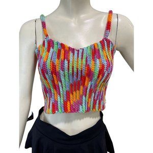 Recycled Threads Crochet Multicolor Crop Top